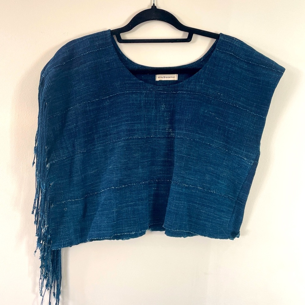 Handmade Mira Blackman indigo crop top SM